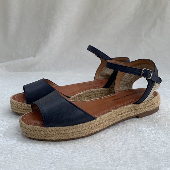 Lucky Brand Flairr Blue Leather Espadrilles Sandals - Picture 3 of 12